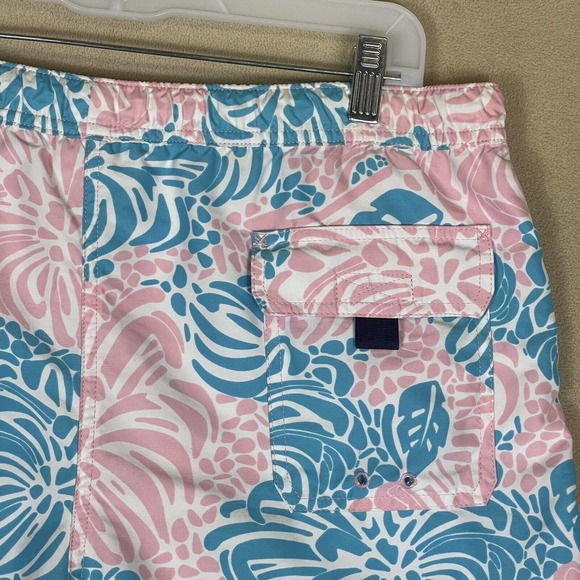 Vineyard Vines Shorts Adult Medium Pink Blue Swim Trunks Lined Beach Pocket Men - Picture 10 of 11